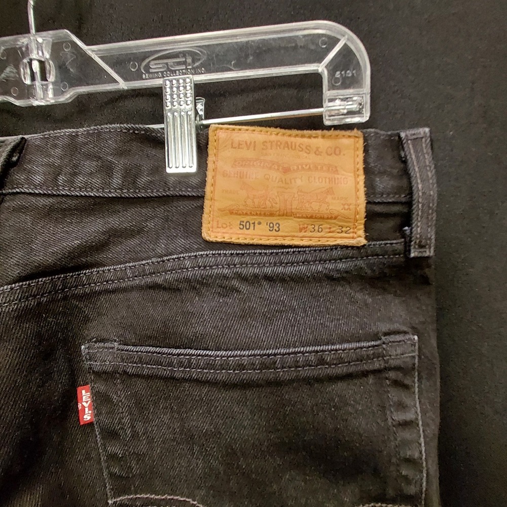 Levi's Premium 501 93 Straight Leg Jeans Big E Black Faded W36 L32 79830 0026 - Picture 3 of 16